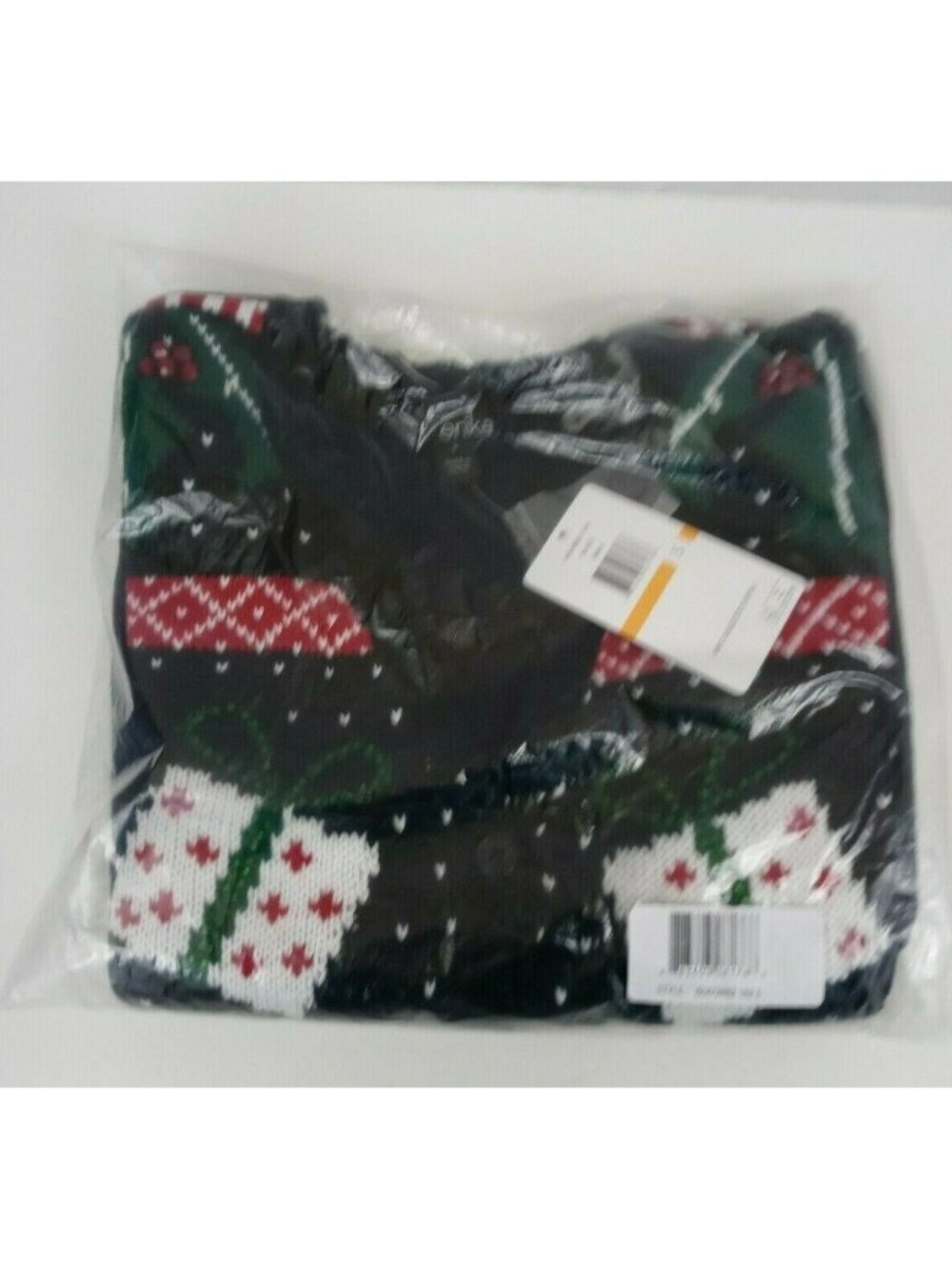 New Erika Women's Black Christmas Sweater With Presents Design 3/4 Sleeve Small